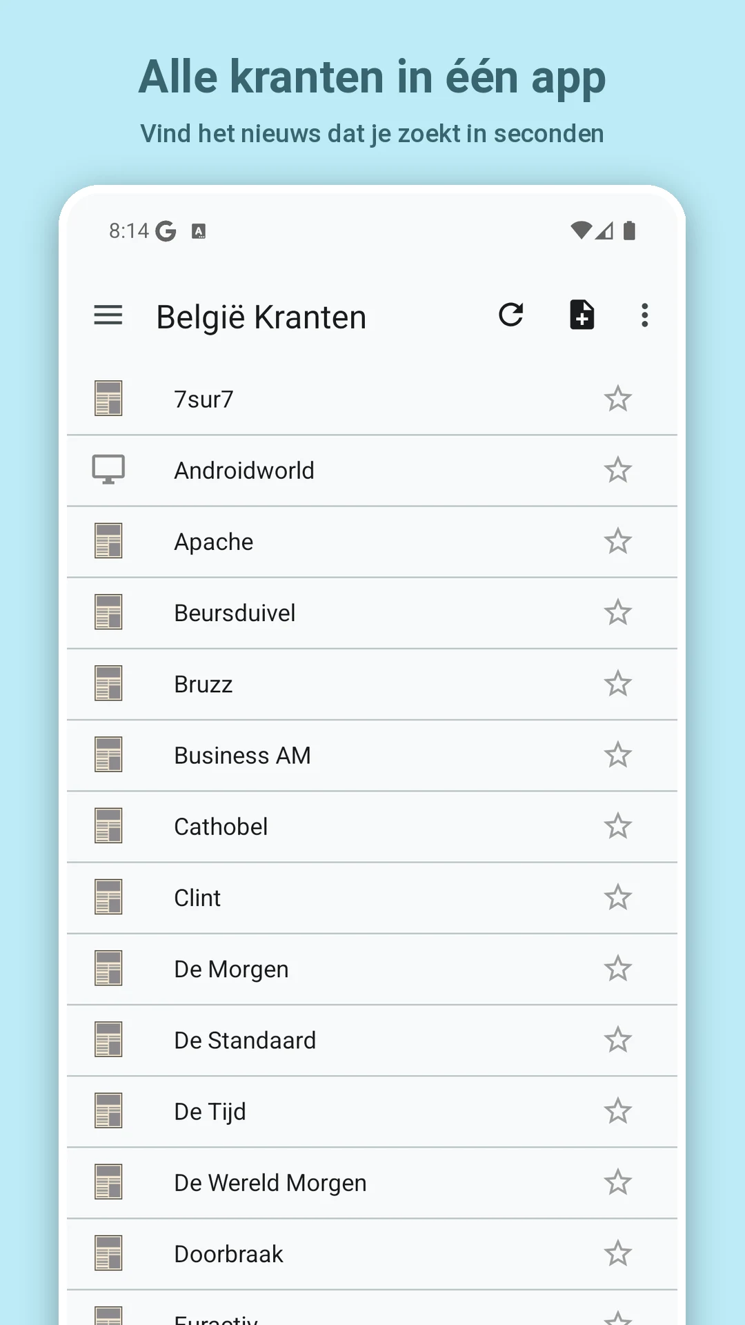 Belgian Newspapers screenshot